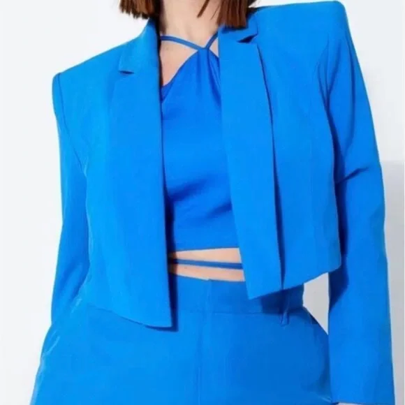 Eloquii Princess Blue Crop Blazer - Picture 2 of 6